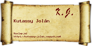 Kutassy Jolán névjegykártya
