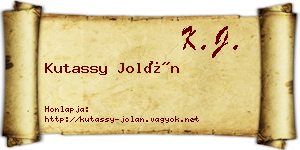 Kutassy Jolán névjegykártya