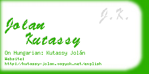 jolan kutassy business card